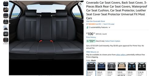 Universal Coverado *Rear* Seat Cover PU Leather Black