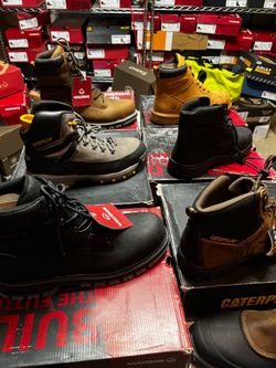 WOLVERINE AND CATERPILLAR STEEL TOE BOOTS SIZE 13 ONLY