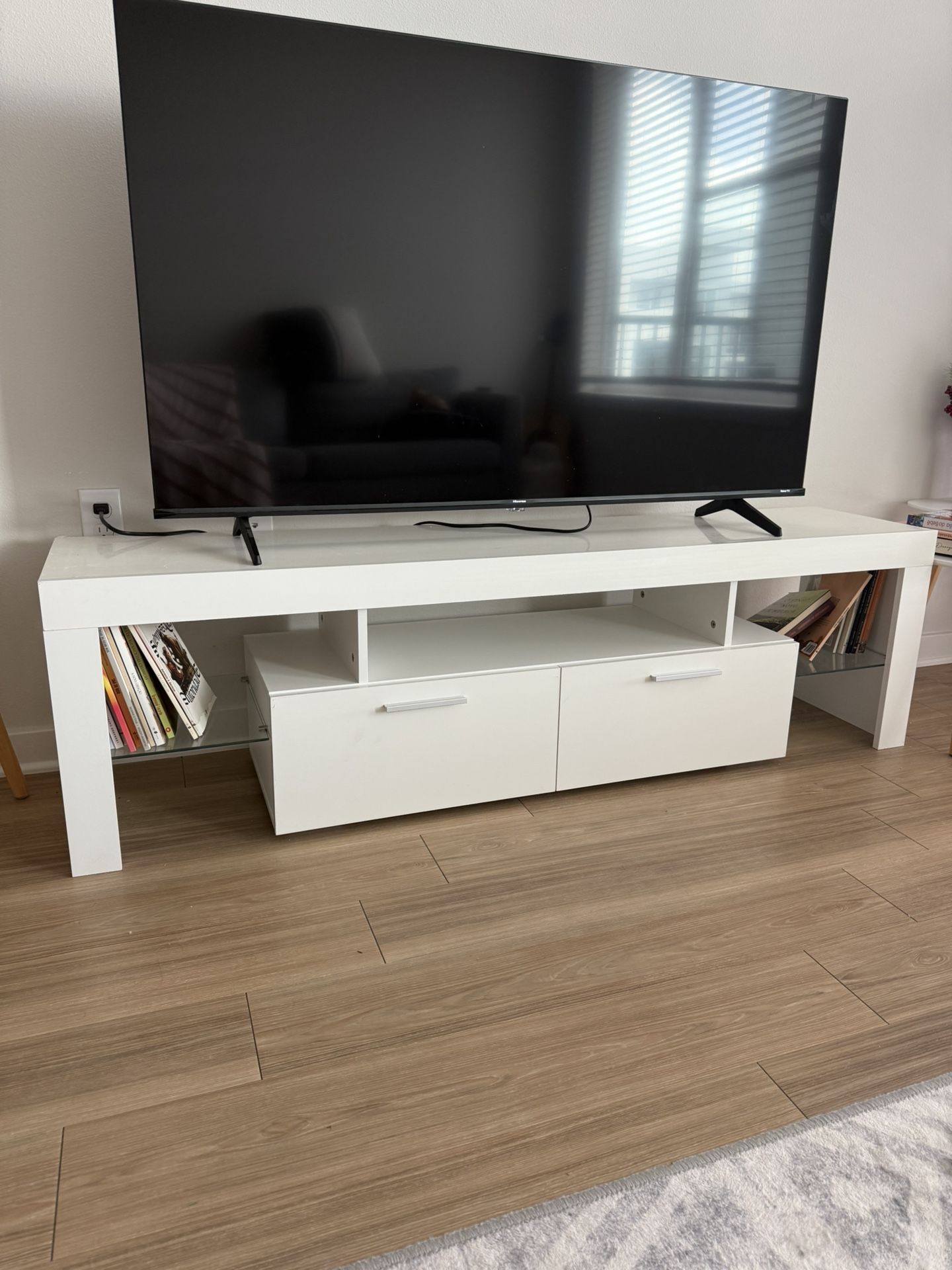 TV STAND LIKE NEW Up To 70’’ With LED Lights