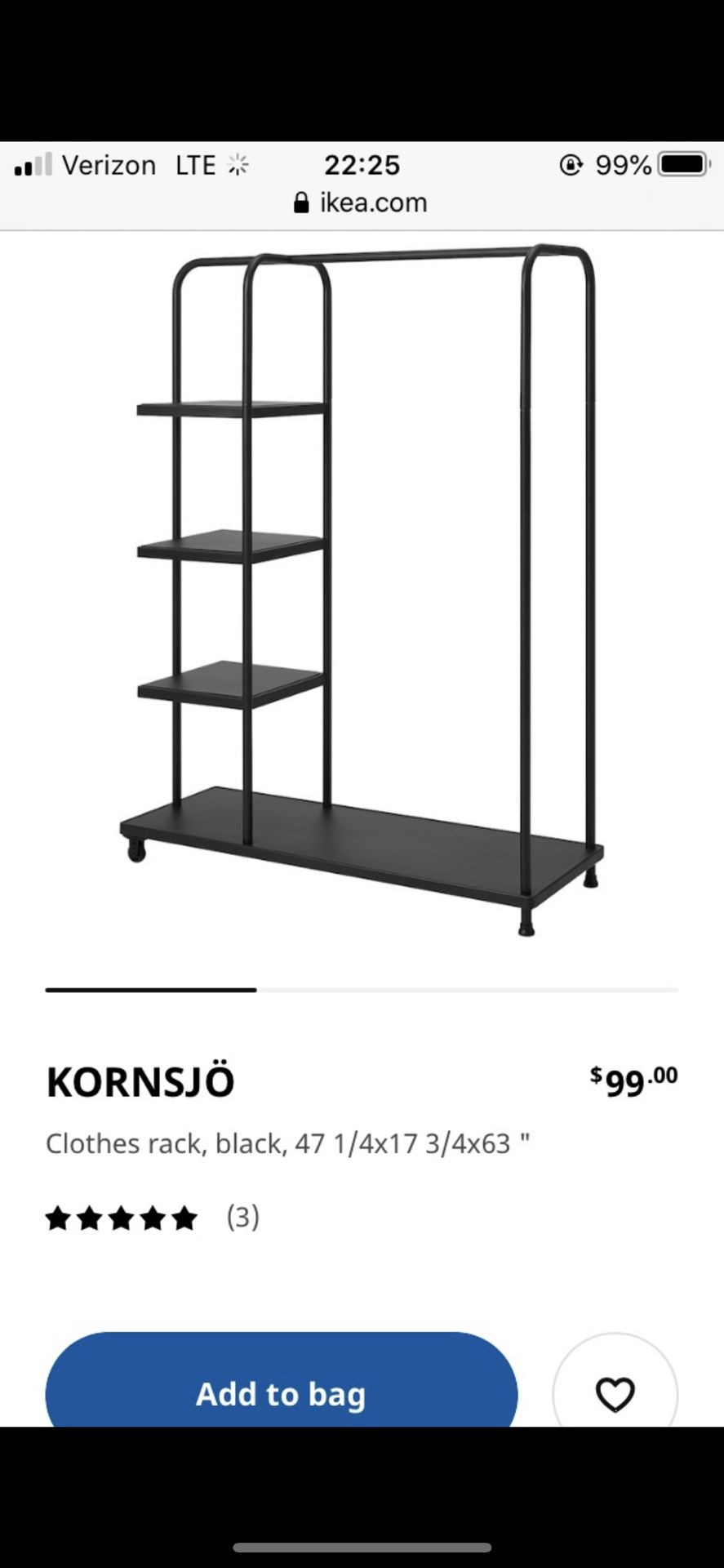 Ikea Kornsjö Clothing Rack Black