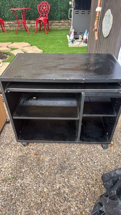 Black TV Stand with Shelves on Wheels