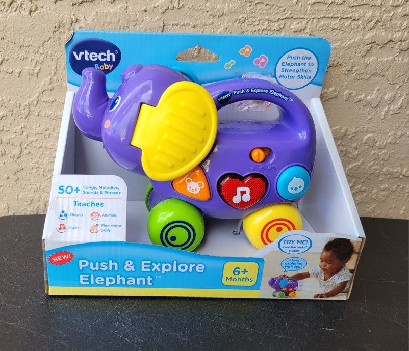 NEW in BOX...vtech Baby PUSH & EXPLORE ELEPHANT...EDUCATIONAL TOY...AGES 6+ MONTHS