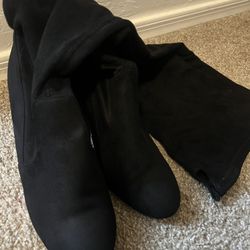 Black Suede Knee High Boots Size 8 