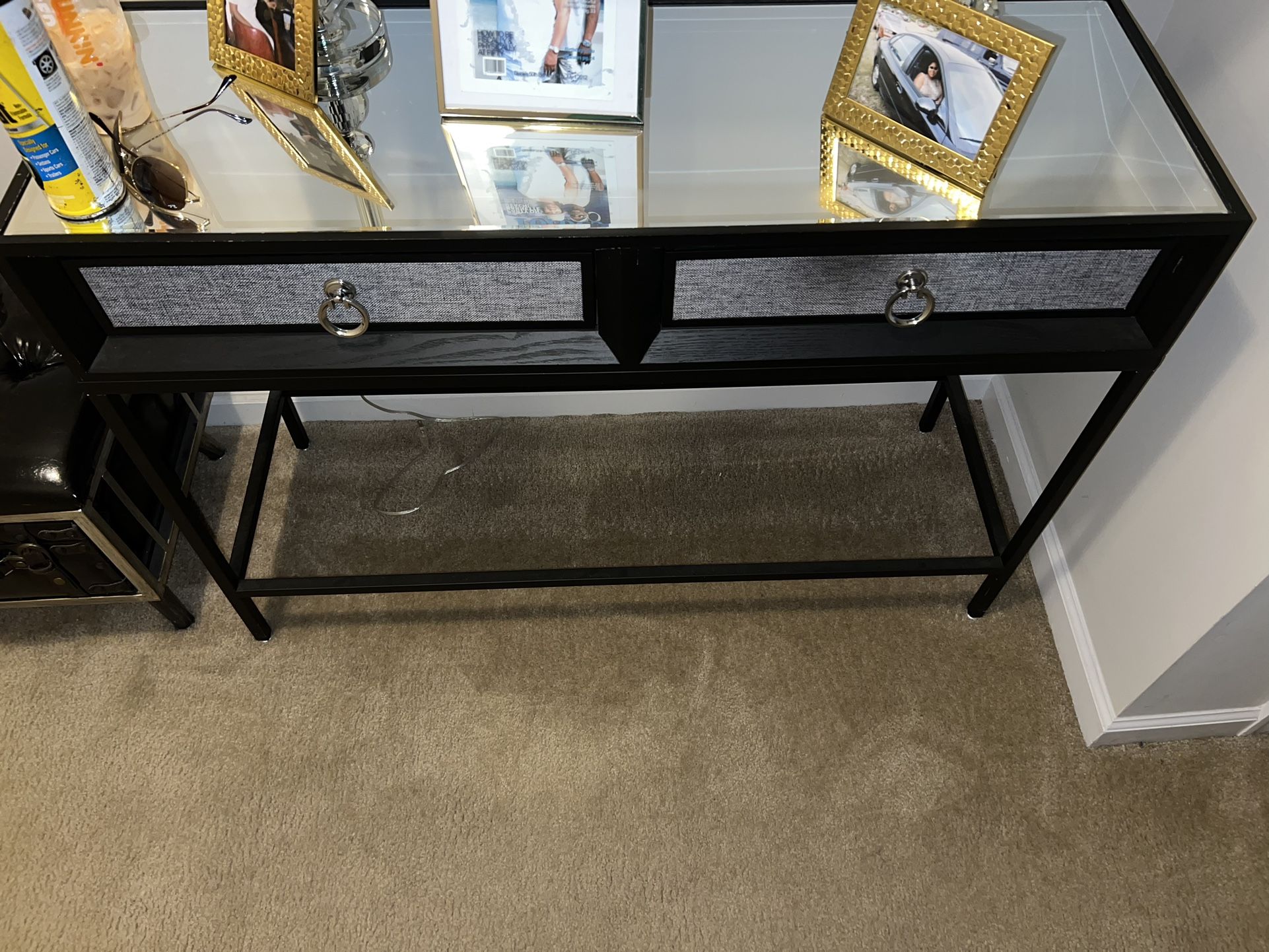 Mirrored Table w/ 2 Doors