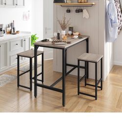 Yaheetech 3Piece Bar Table Set, 47.5” Industrial Dining Table Set, Counter Height