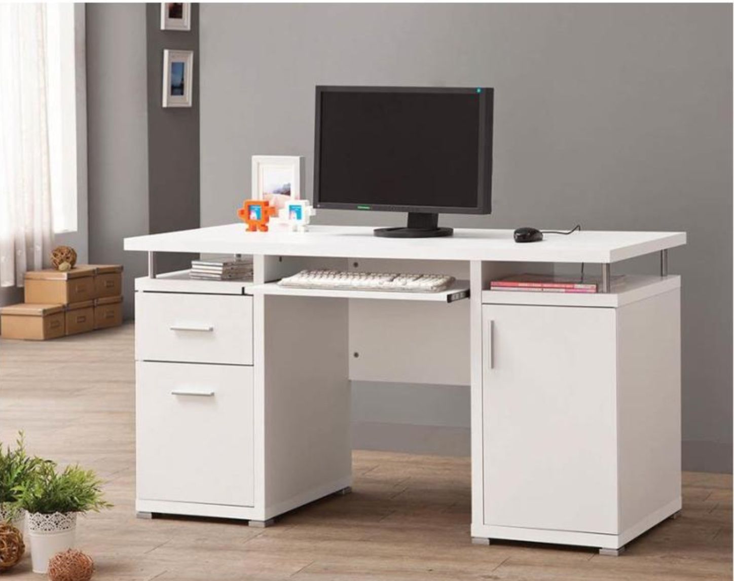 55-inch 2 Drawer Office Computer Desk White. On Sale For A Limited Time.