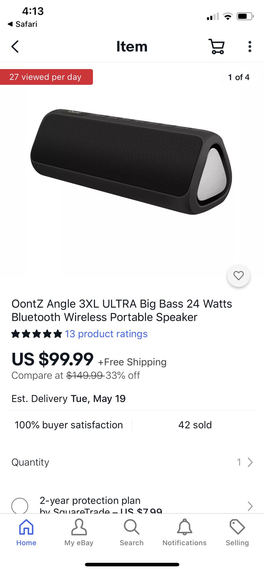 Oontz Oontz Angle 3XL ULTRA Portable Bluetooth Speaker 3.8-in 24-Watt Indoor/Outdoor Speaker