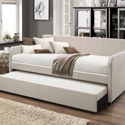 Brand New Ivory Fabric Daybed with Trundle