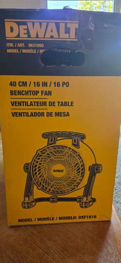 Brand new DeWalt 16-inch benchtop industrial fan, still in its original unopened box! Perfect for workshops, garages, jobsites, or powerful home cooli