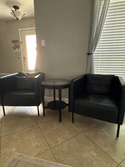 Black leather accent chair set of 2