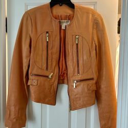 Michael Kors Leather Tangerine Jacket