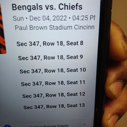 CHIEFS  VS BENGALS  TICKITS FOR SALE