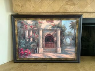 Vintage style Frame Mediterranean Villa Courtyard Art Print Paolo