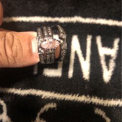 New 3 Piece Wedding Ring Size 7. Pink Ice