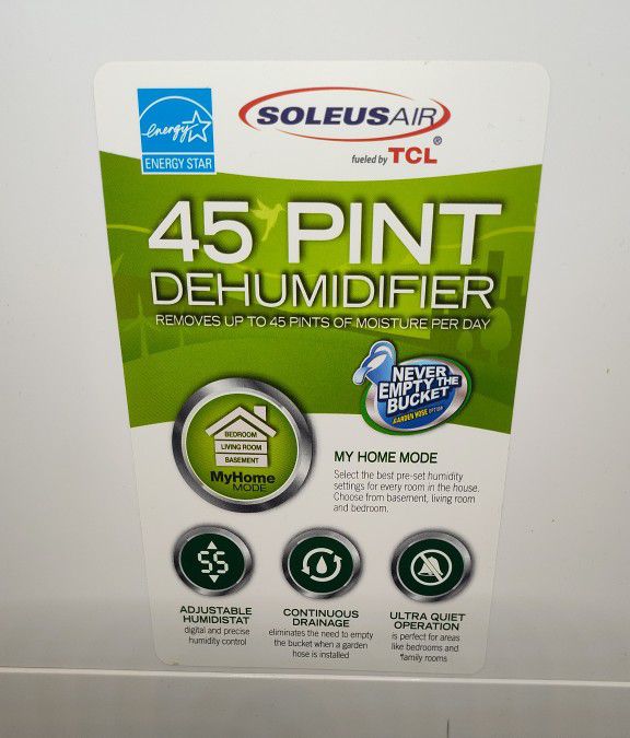  Dehumidifier With Auto Drain 45 pints Soleus