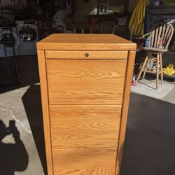 Oak 3 Drawer File Cabinet