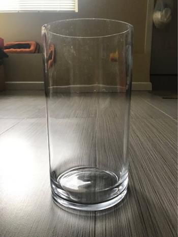 Glass Cylinder Vase Height 10” Width 5”