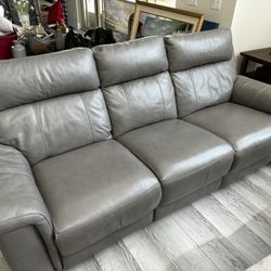 Grey Leather Recliner Couch living space