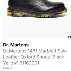 Dr. Martens Dr.Martens 1461 Marbled Sole Leather Oxford Shoes 'Black Yellow' 31162001 Unisex