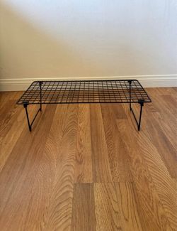 Black wire mesh shelf riser Shoe rack