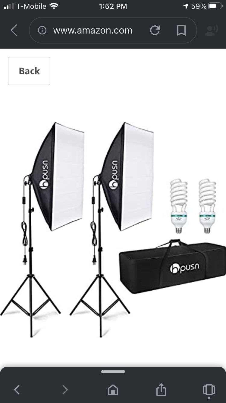 HPUSN Softbox Lighting Kit Professional Studio Photography Equipment Continuous Lighting with 85W 5400K E27 Socket and 2 Reflectors 50 x 70 cm and 2 B