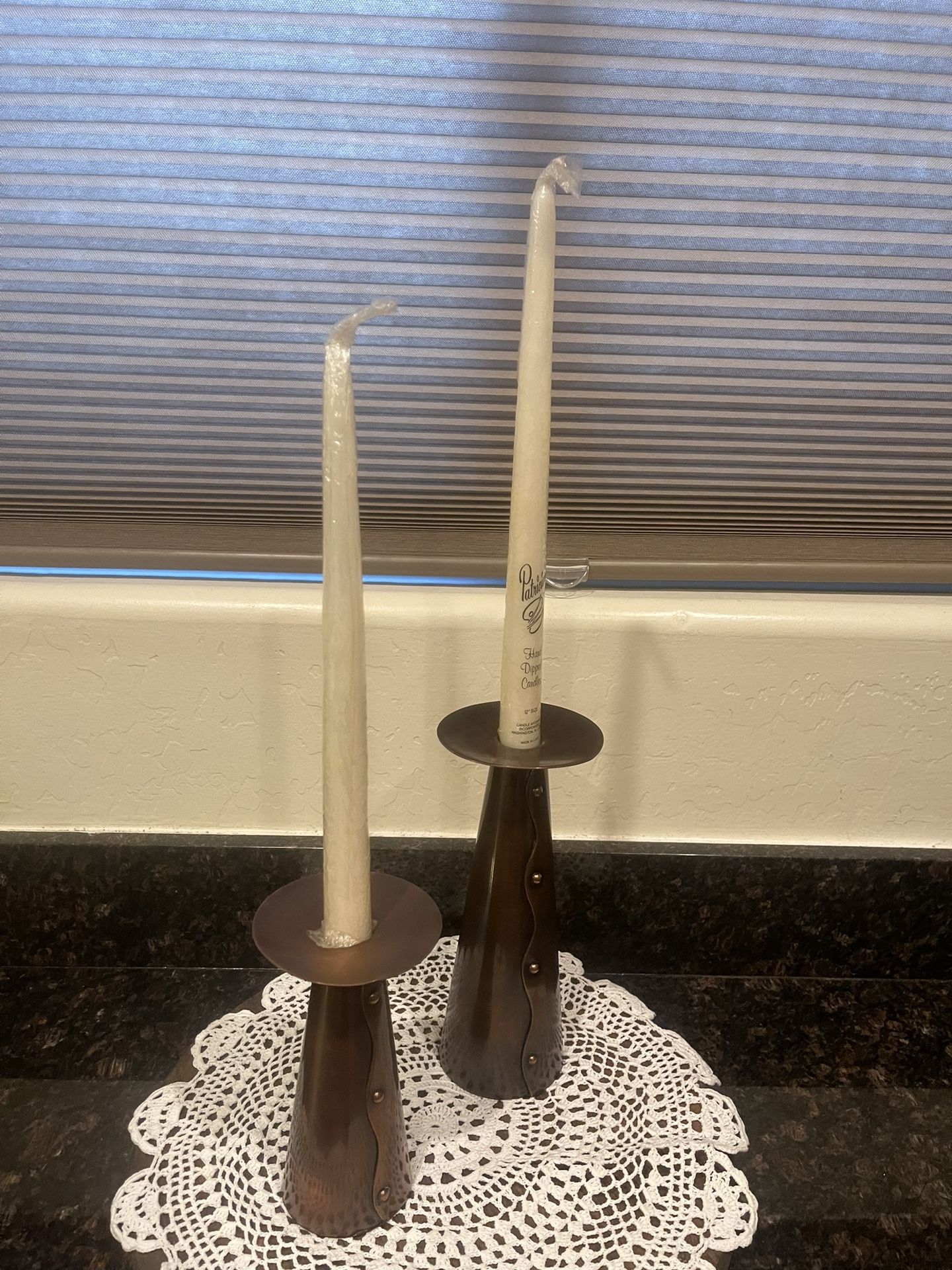 Brown Bronze Metal Candlestick/Pillar Candle Holder 6" H & 9" H