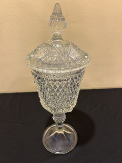 Vintage Indiana Glass “Diamond Point” Jar with Lid
