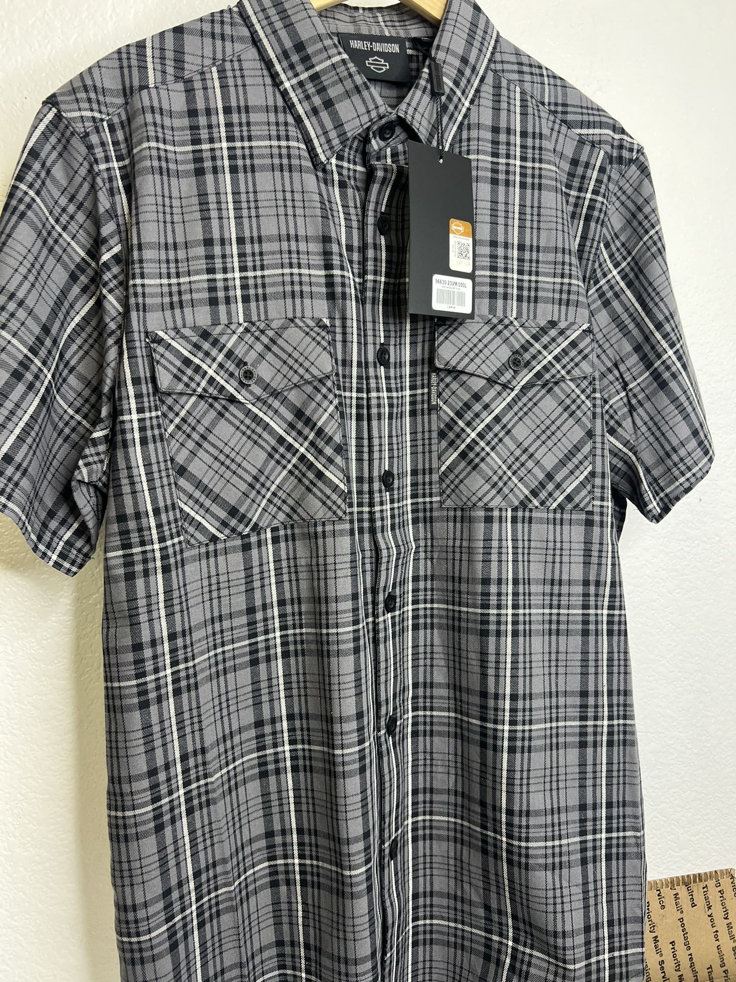 Harley Davidson Men’s Plaid Button Up Shirt Mens Size Large