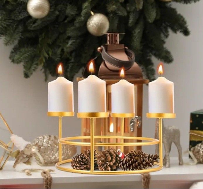 Christmas Advent Candle Holder 11.4 Inch Large Size Wreath Ring Candle Stand