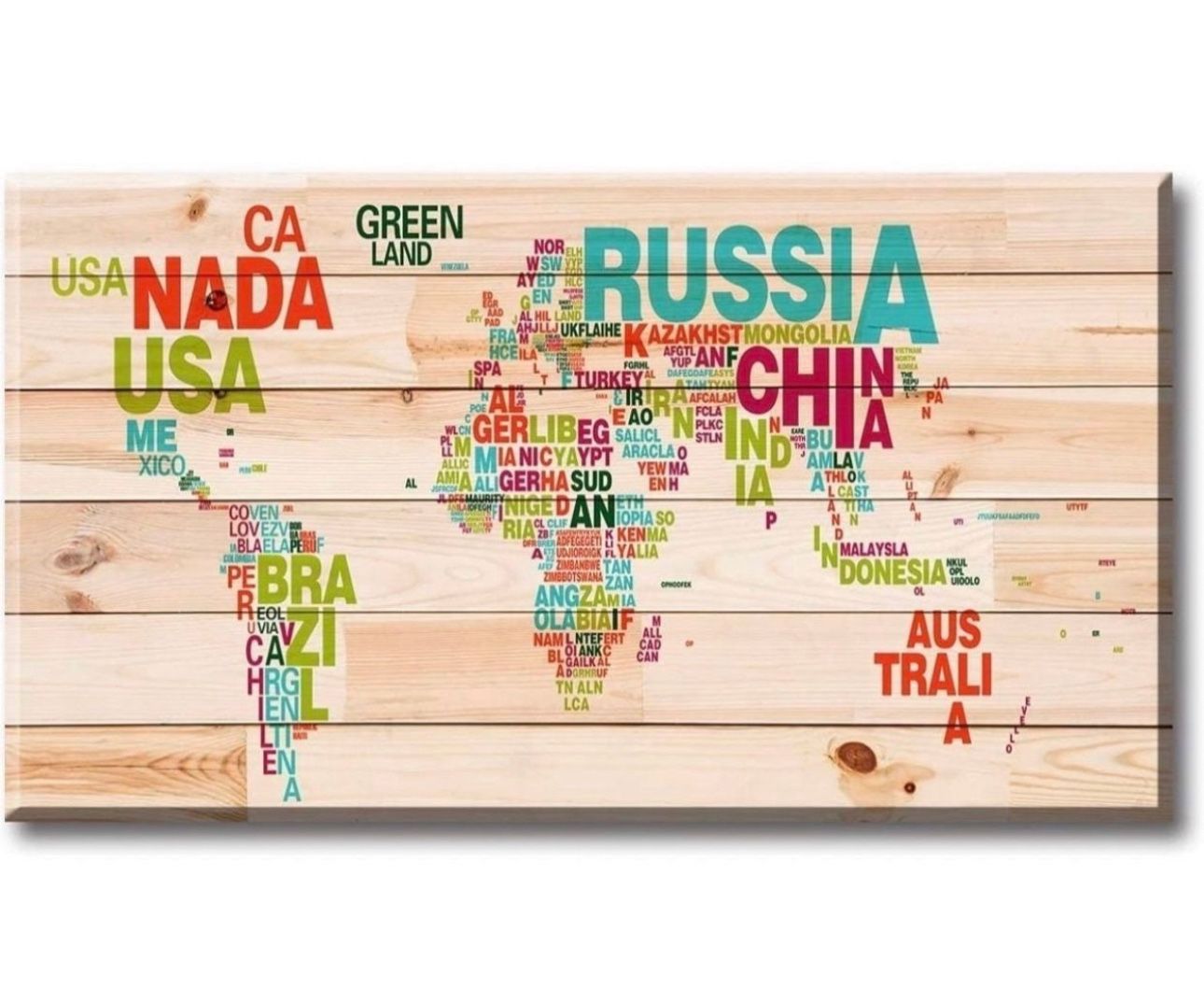 World Map Canvas Print Colorful Pictures Modern 36"W x 20"H