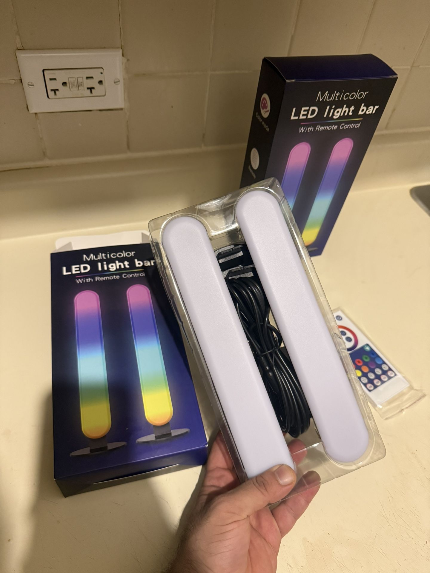 2 LED Light Bar, Music Synced RGB Light Bars, 16 Million Colors Changing TV Light Bar with Remote &APP Control Timing Function, RGB Desk Lamp for Com