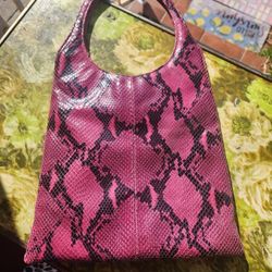 Neiman Marcus Pink/black Snake Bag