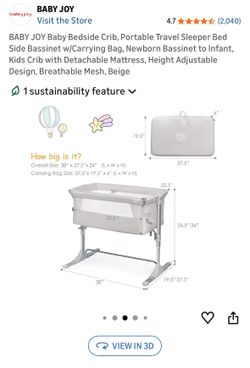 BABY JOY Portable Bedside Crib