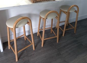 Cream Vegan Leather Stool (Set of 3)