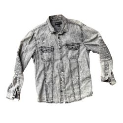 INC International Concepts Grey, Acid-Washed Men's Shirt