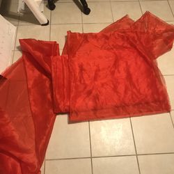 50ft of sheer red fabric