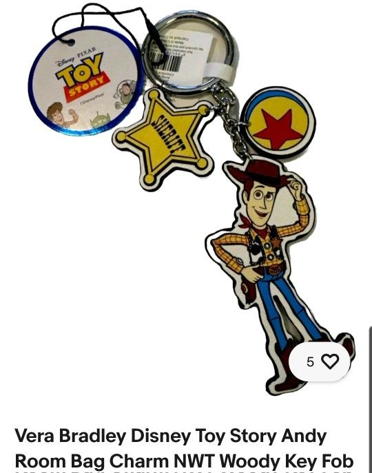 Vera Bradley Disney Toy Story Andy Room Bag Charm NWT Woody Key Fob