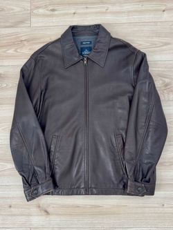 NAUTICA Brown Genuine Leather Zip Up Jacket