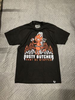 Rusty Butcher Tee shirt, adult size medium