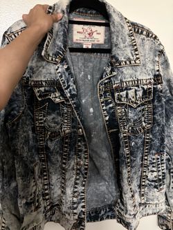 True Religion Acid Wash Denim Trucker Jacket