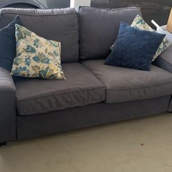 Plush Light Blue Loveseat Couch