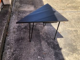 Unique Airplane Style Accent Table Solid Wood Top and Hairpin Style Legs