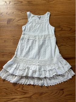 Boho chic white eyelet & lace dress- size s