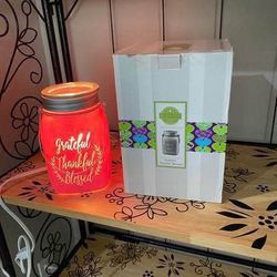 SCENTSY Warmer GRATEFUL THANKFUL BLESSED Pink - Purple Glass Mason Jar must pick up