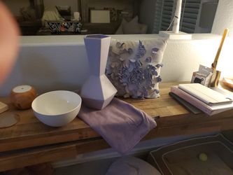 Lavendar Bowl, Pillow Case RALPH Lauren And 18" Vase