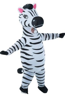Zebra Inflatable Adult Costume Used Tested Works Batteries Not Included AAx4