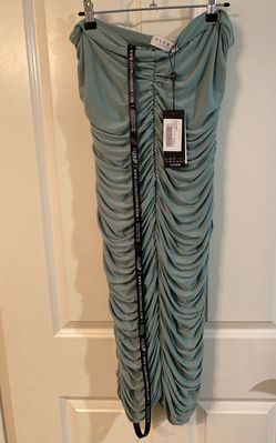 Club London Size 10 Sage Strapless Ruched Midi Dress