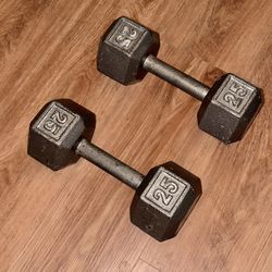 2 - 25 Pound Metal Dumbbells