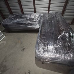 2-Piece Sectional Couch Sofa — Brown FAUX Leather