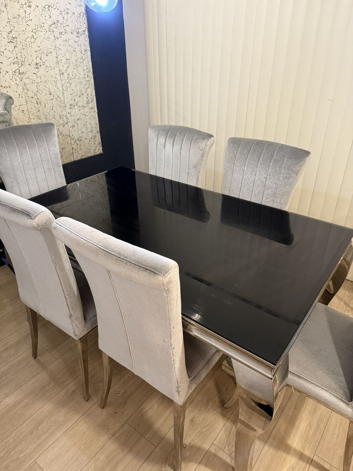Modern Dining Table Set with 6 Chairs